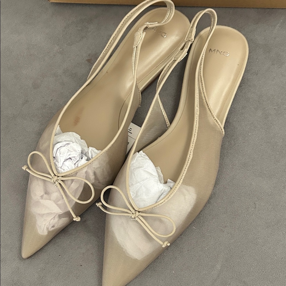 Mango Women's Beige Slingback Heels